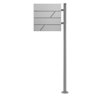 ML Design Buz&oacute;n de correos de acero gris claro + soporte plateado