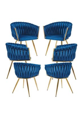 Regalos Miguel Packs Sillas Comedor - Pack 6 Sillas Widny Golden Terciopelo - Azul