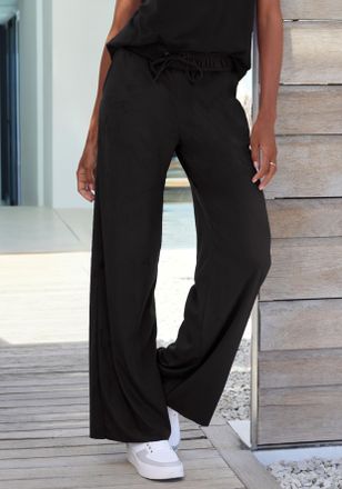 French Connection Schlupfhose FRENCH CONNECTION, Damen, Gr. 32/34, N-Gr, schwarz, Samt, Obermaterial: 92% Polyester, 8% Elasthan, unifarben, bequem lang, Hosen Schlupfh