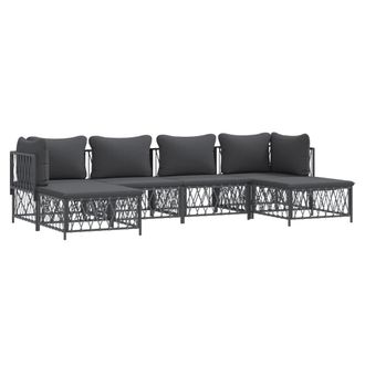 vidaXL Juego De Muebles De Jard&iacute;n 6 Pzas Acero Con Cojines Antracita Vidaxl