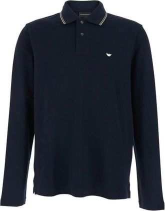 Emporio Armani Logo Katoenen Poloshirt - Heren - Polos - Blauw - 3XL - Katoen - Tops