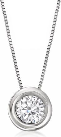 Ross-Simons Bezel-Set Diamond Solitaire Necklace in 14kt White Gold