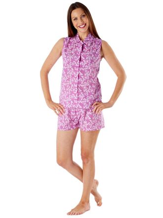 Selena Secrets Ladies Butterfly Short Pyjamas LN421 Raspberry 12/14