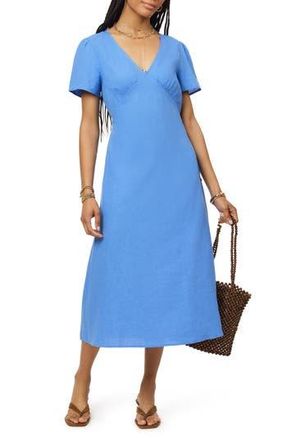 Scotch & Soda V-Neck Linen Blend Dress in Regatta at Nordstrom Rack, Size X-Small