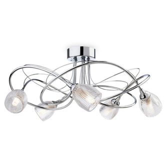 Netlighting Henley 5 Light Flush Light Chrome Clear Decorative Glass G9
