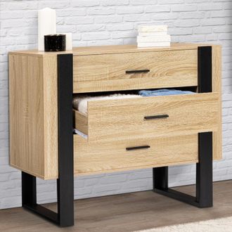 IDMarket Phoenix Arc&oacute;n De 3 Cajones 80 Cm Madera Y Negro