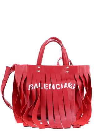 Balenciaga Laundry Cabas Fringe Leather XS tote bag - Rood