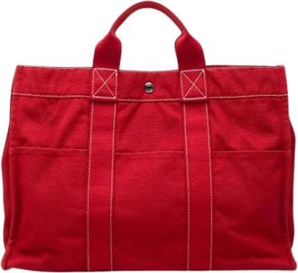 Herm&egrave;s Pre-owned Tote Bags, female, Red, Size: ONE SIZE Pre-owned Sac Deauville MM Tote Bag