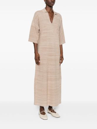 Fabiana Filippi Wool and Cotton Striped Shirt Dress - Beige