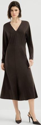 Brunello Cucinelli Techno wool jersey dress with monili in Coffee at Nordstrom, Size Xx-Large