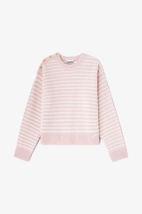 Ganni Pink Stripe Wool Mix Jumper - Size XXS/XS