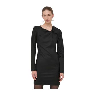 Trussardi Kleedjes, Dames, Zwart, S, Polyester, Knot Lange Mouwen Mini Jurk