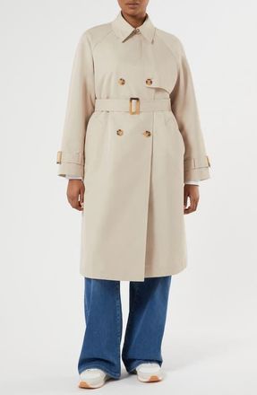 Marina Rinaldi Patto Water Repellent Cotton Blend Trench Coat in Beige at Nordstrom, Size 18W