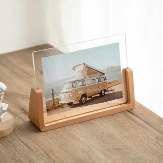 OEM Marco De Fotos R&uacute;stico - Base De Madera Maciza - Panel Acr&iacute;lico - 21x30 Cm