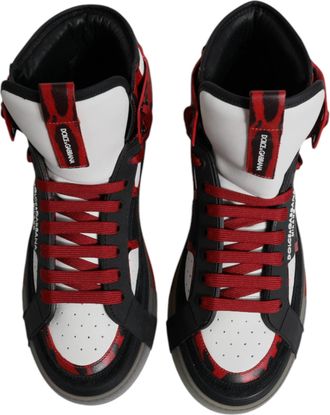 Dolce & Gabbana Mens Multicolor Leather High Top Sneakers Shoes Calf