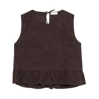 Liu Jo Blouses, female, Brown, Size: S Floral Embroidered Sleeveless Blouse