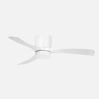 Fabrilamp Abrila - Ventilador Dc Paterna 18w 3 Aspas 6 Velocidades Led Integrado Luz Opcional Control Remoto 27x117x117 Cm Blanco