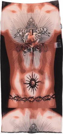 Jean Paul Gaultier Re-Edition Safe Tattoo Lange Rok - Dames - Midirokken - Veelkleurig - M - Nylon - Rokken