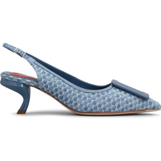 Roger Vivier Virgule Bordo Pointed Toe Slingback Pump in Cielo Scuro at Nordstrom, Size 9.5Us