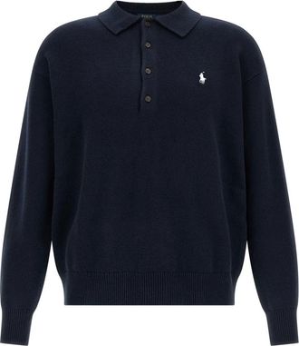 Polo Ralph Lauren Tops, Heren, Blauw, L, Katoen, Iconische Vlag Trui