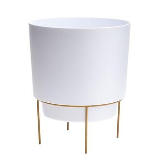 Bloem Hopson 14 Casper White Planter w/ Metal Gold Stand Made of Durable Resin at Nordstrom