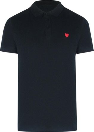 Moschino Mens Love Small Heart Black Polo Shirt Cotton - Size X-Large