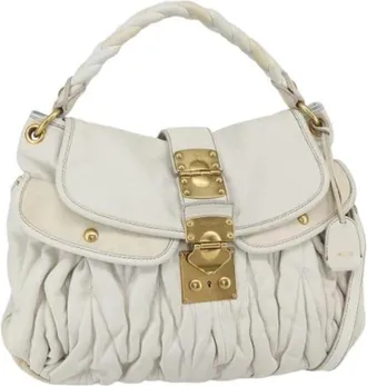 Miu Miu Pre-owned Shoulder Bags, female, White, Size: ONE SIZE Pre-owned Leather Shoulder Bag