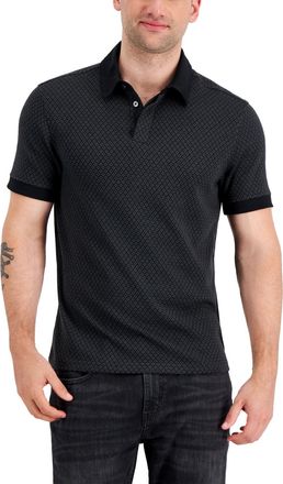Alfani Mens Brick Jacquard Polo Shirt