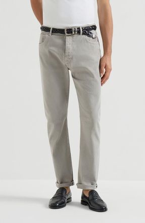 Brunello Cucinelli Garment-dyed denim trousers in Light Grey at Nordstrom, Size 60 It