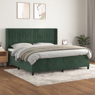 vidaXL Vidaxl - Cama Box Spring Con Colch&oacute;n Terciopelo Verde Oscuro 200x200 Cm