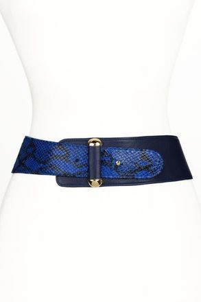 Raina Vixen Color Block Leather Belt in Navy at Nordstrom, Size Medium