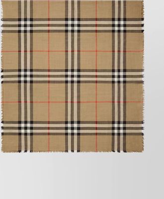 Burberry wool silk check fringed scarf