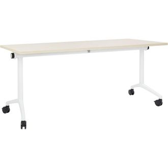 Beliani Beliani - Rectangular Modern Folding Desk with Casters Portable Mobile Table 180 x 60 cm Metal Frame Light Wood and White Cavi