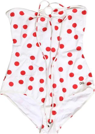 Dolce & Gabbana Polka-dot Badpak uit &eacute;&eacute;n stuk - Dames - Badpakken - Wit - S - Nylon - Badmode