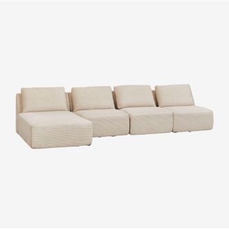 Sklum Sof&aacute; Modular Chaise Longue Izquierdo De 4 Piezas En Pana Envasado Al Vac&iacute;o Temple Sklum