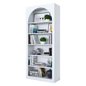 Dmora Estanter&iacute;a Vas, Biblioteca 5 Estantes, Instalaci&oacute;n Libre, Estructura Vertical, 80x32x180h Cm Blanco