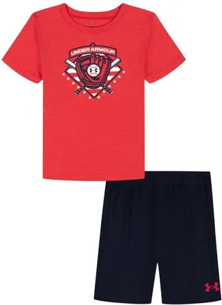 Under Armour UA Baseball T-Shirt & Shorts Set in Red at Nordstrom, Size 12M