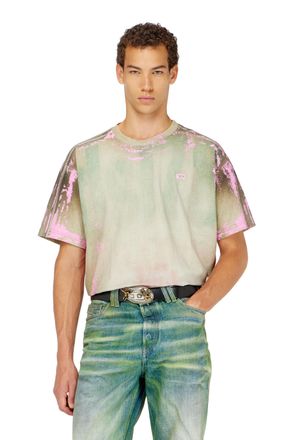 Diesel T-shirt in cracked leather-effect jersey - T-Shirts - Man - Multicolor