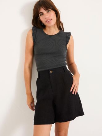 Fat Face FatFace Charcoal Grey Frill Sleeveless Top