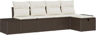 vidaXL Garden Sofa Set 5 pcs Brown 55 x 62 x 69 cm Poly rattan Vidaxl