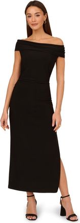 Adrianna Papell Womens Matte Jersey Long Dress - Black - Size 14 UK