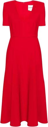Roland Mouret A-lijn Cr&ecirc;pe Midi Jurk - Dames - Casual kleedjes - Rood - S - Polyester - Kleedjes