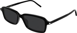 Saint Laurent Rechthoekige Zonnebril - Heren - Zonnebrillen - Zwart - 53 MM - Nylon - Accessoires