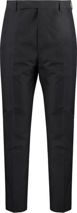 Prada Slim-fit Katoenmix Broek met Satijndetails - Heren - Slim Fit Broeken - Zwart - M - Katoen - Broeken