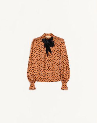 Valentino Crepe Satin Shirt With Plus De Pois Dalmata Print Wo