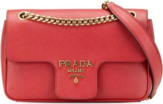Prada Pre-owned Cross Body Bags, female, Red, Size: ONE SIZE Pre-owned Saffiano Pattina Chain Crossbody