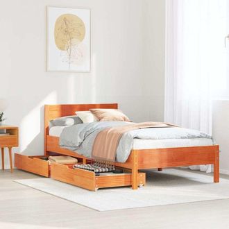 vidaXL Estructura De Cama Sin Colch&oacute;n Madera De Pino Marr&oacute;n 90x200 Cm Vidaxl