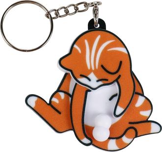 Generic Funny Wiggling Cat Keychain Mischief Cat Interactive Keychain 3D Rotating Balls Fidget Toy Creative Pull-Out Animal Pendant Cute And Funny Acrylic Bag
