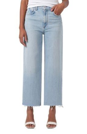 A Gold E Ren Raw Hem High Waist Ankle Wide Leg Jeans in Beam at Nordstrom Rack, Size 31