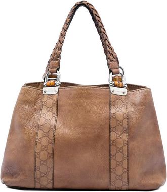 Gucci Pre-owned Gucci Medium Guccissima Trimmed Calfskin Bamboo Libeccio Tote Ladies TOO0XTEOX2JN8ID9